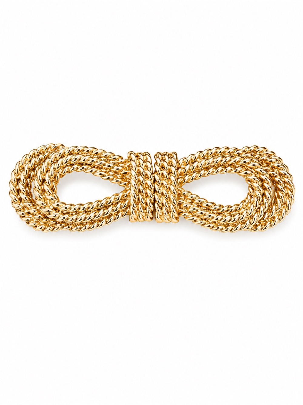 Gold-Tone Rope Bow Clip Belt Buckel Vintage